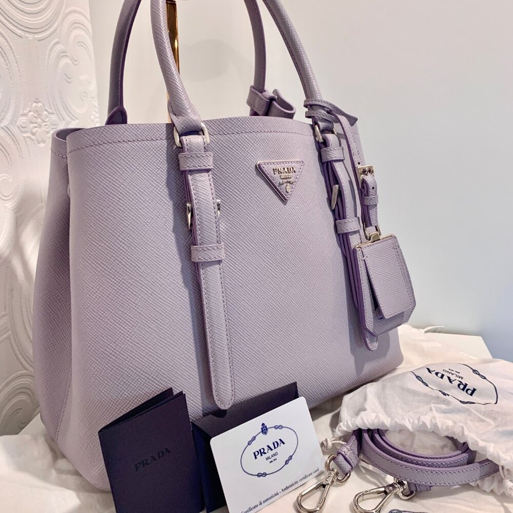 BRAND NEW Prada Saffiano Cuir Lavender Glicine Bag Purse - Picture 2 of 11